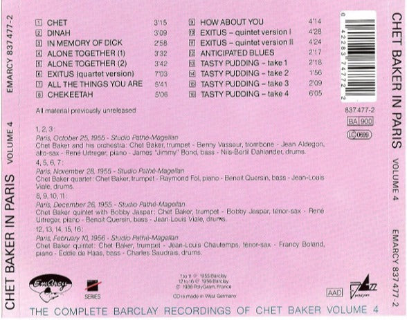 Chet In Paris Volume 4 PDO w/ Back Artwork