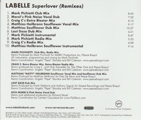 Labelle: Superlover: Remixes Promo