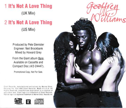 Geoffrey Williams: It's Not A Love Thing Promo