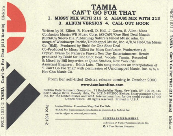 Tamia: Can't Go For That (213 Remix) Promo