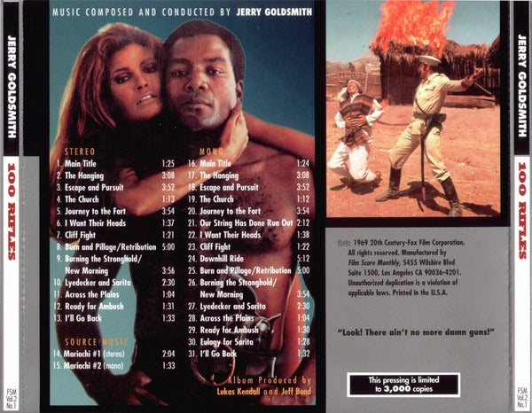 Jerry Goldsmith: 100 Rifles Limited w/ Back Artwork