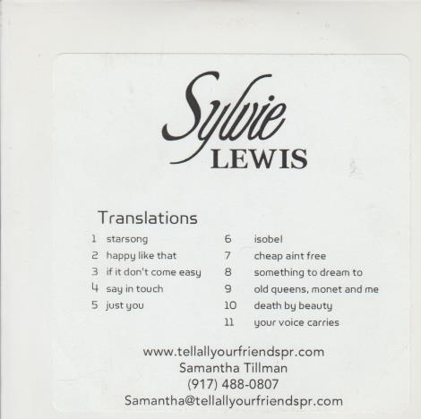 Sylvie Lewis: Translations Promo w/ Artwork