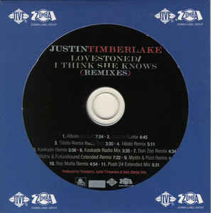 Justin Timberlake: LoveStoned / I Think She Knows Remixes Promo w/ Artwork