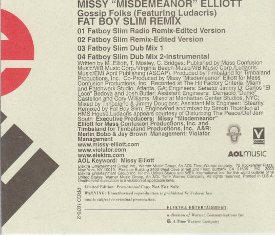 Missy Elliott: Gossip Folks: Fat Boy Slim Remix Promo