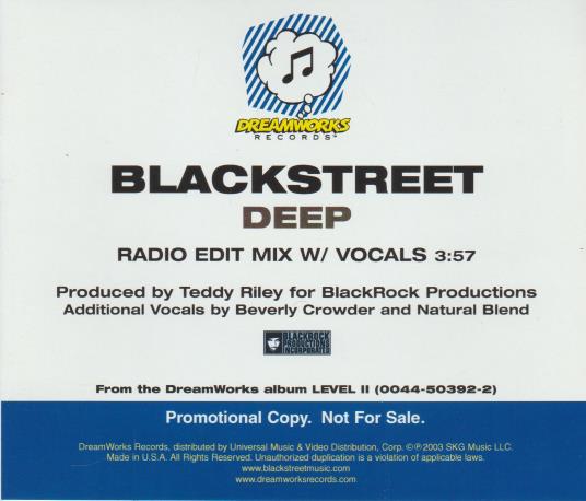 Blackstreet: Deep DRMR-14096 Promo w/ Artwork
