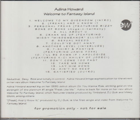 Adina Howard: Welcome To Fantasy Island Promo w/ Artwork