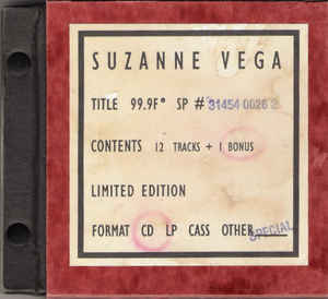 Suzanne Vega: 99.9F Special Limited w/ Booklet & Artwork