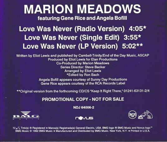 Marion Meadows: Love Was Never Promo