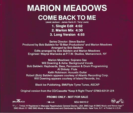 Marion Meadows: Come Back To Me Promo
