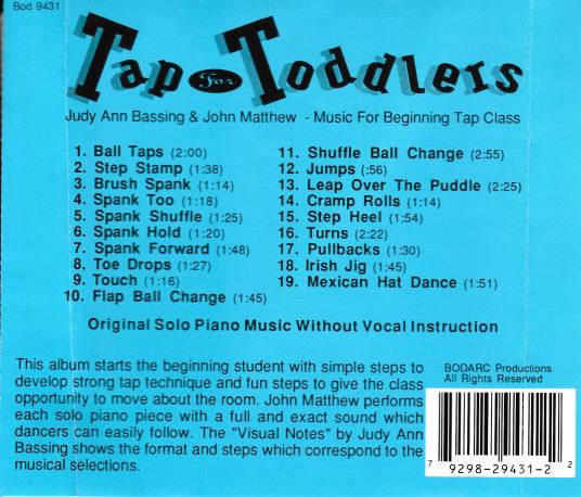 Tap For Toddlers By Judy Ann Bassing & John Matthew w/ Back Artwork