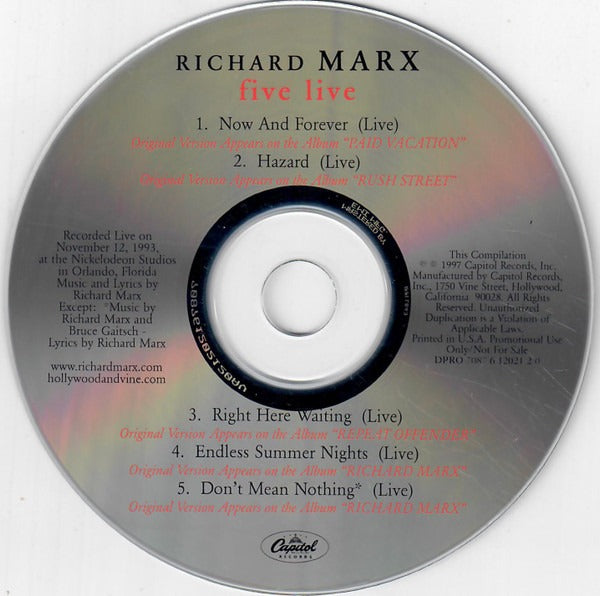 Richard Marx: Five Live Promo