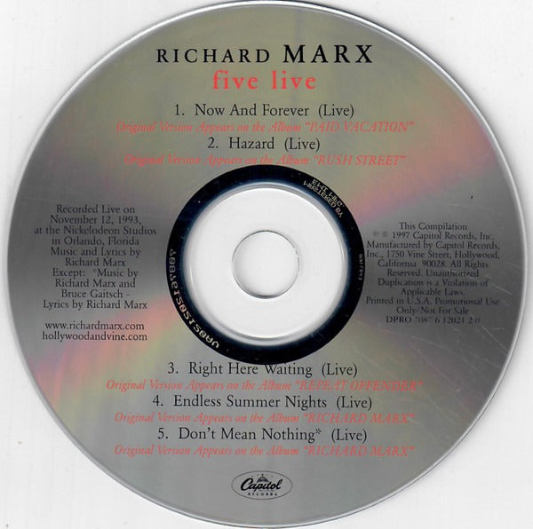 Richard Marx: Five Live Promo