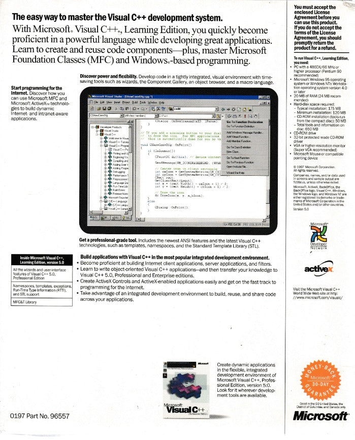 Microsoft Visual C++ 5.0 Learning w/ Manual – NeverDieMedia