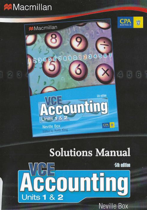 VCE Accounting: Solutions Manual Units 1 & 2 5th Edition
