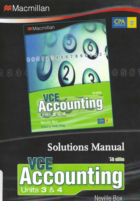 VCE Accounting: Solutions Manual Units 3 & 4 5th Edition