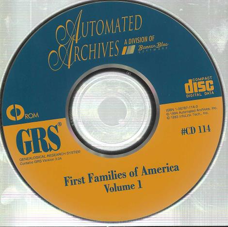 GRS: First Families Of America Volume 1 #114
