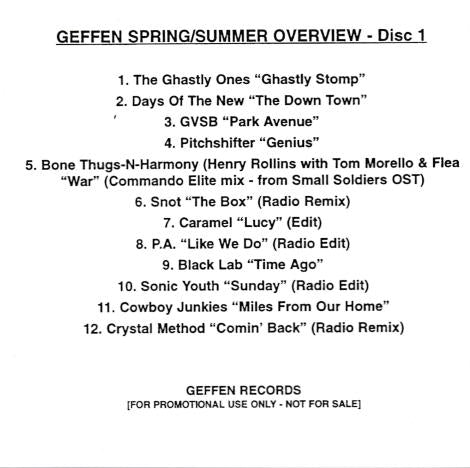 Geffen Spring/Summer Overview Disc 1 Promo w/ Artwork