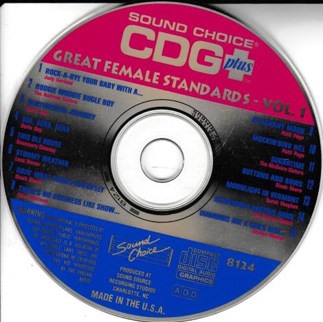 Sound Choice CDG Plus: Great Female Standards Volume 1 w/ No Artwork