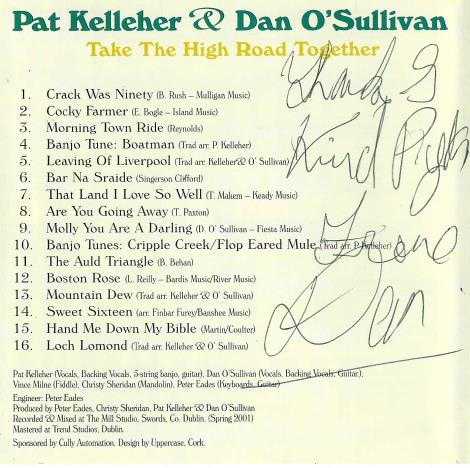 Pat Kelleher & Dan O'Sullivan: Take The High Road Together Signed