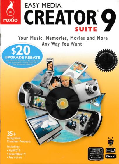 Roxio Easy Media Creator Suite 9 2-Disc Set w/ Manual