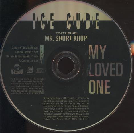 Ice Cube Featuring Mr. Short Khop: My Loved One Promo w/ No Artwork
