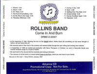 Rollins Band: Come In And Burn Advance Promo w/ Back Artwork