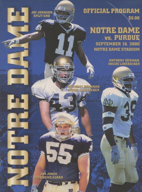 Notre Dame Official Program: Notre Dame Vs. Purdue: September 16, 2000