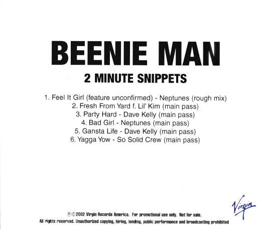Beenie Man: 2 Minute Snippets Promo