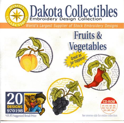 Dakota Collectibles Embroidery Design Collection: Fruits & Vegetables