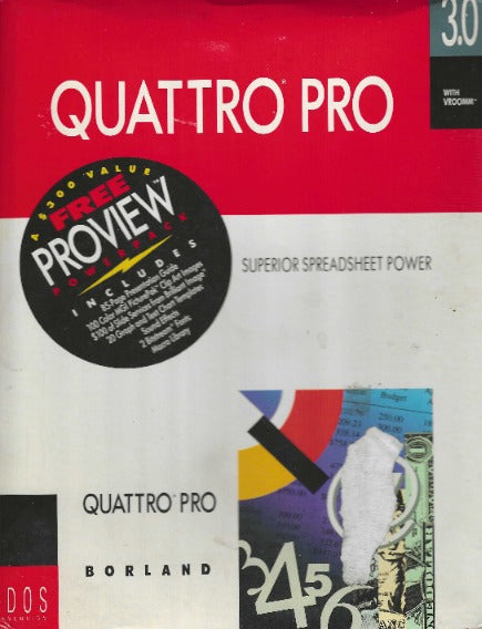 Borland Quattro Pro 3.0 w/ Manual & Proview Powerpack