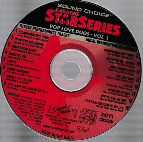 Sound Choice: Karaoke StarSeries: Pop Love Duos Volume 1 w/ No Artwork