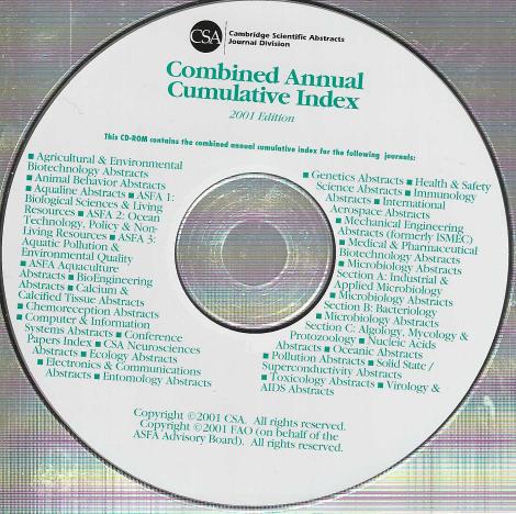 Cambridge Scientific Abstracts Journals: Combined Annual Cumulative Index 2001