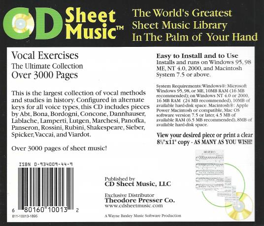 Cd Sheet Example CD Sheet Music: Vocal Exercises: The Ultimate Collection – NeverDieMedia