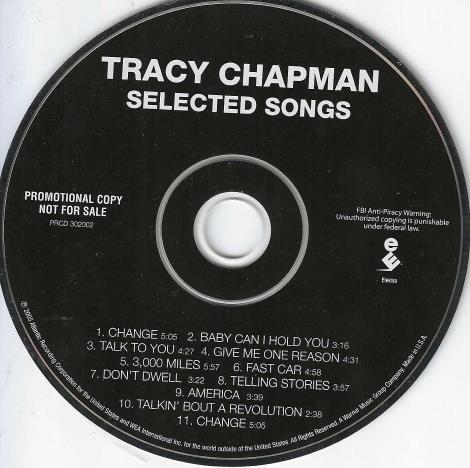 Tracy Chapman: Selected Songs Promo w/ No Artwork
