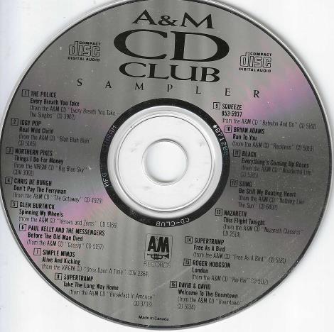 A&M CD Club Sampler w/ No Artwork