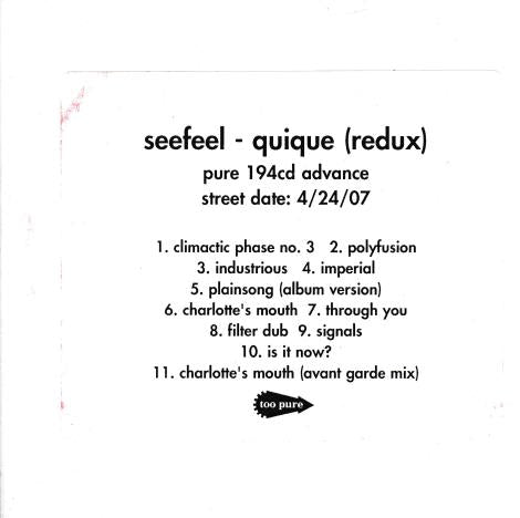 Seefeel: Quique (Redux) Advance Promo