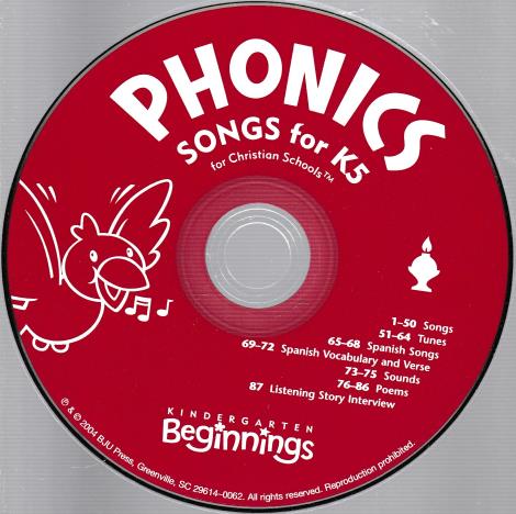 Phonics Songs For K5 For Christian Schools w/ No Artwork