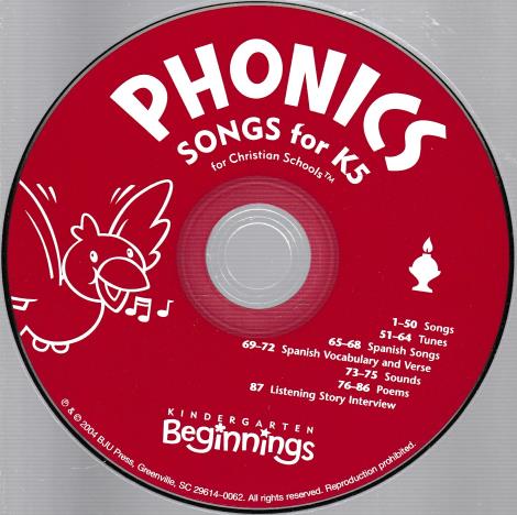 Phonics Songs For K5 For Christian Schools w/ No Artwork