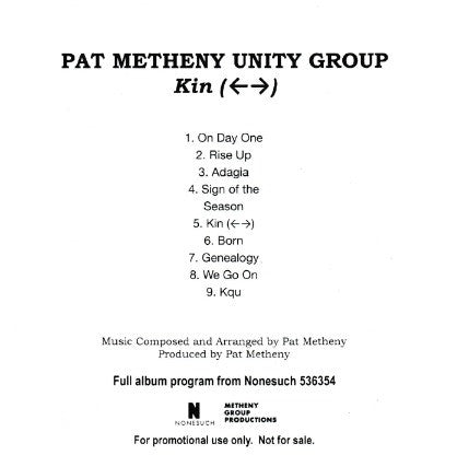 Pat Metheny Unity Group: Kin  (<-->) Promo