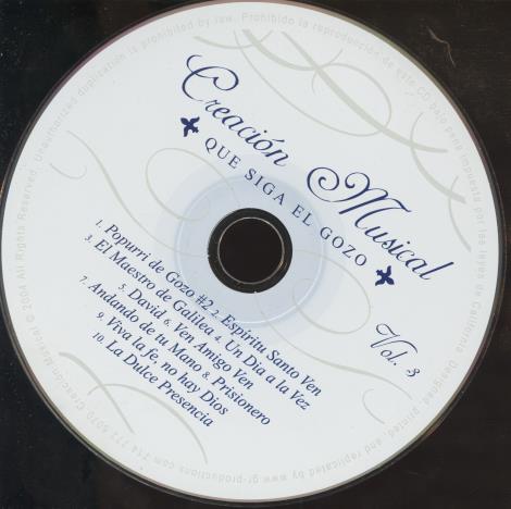 Creacion Musical: Que Siga El Gozo Vol. 3 w/ No Artwork