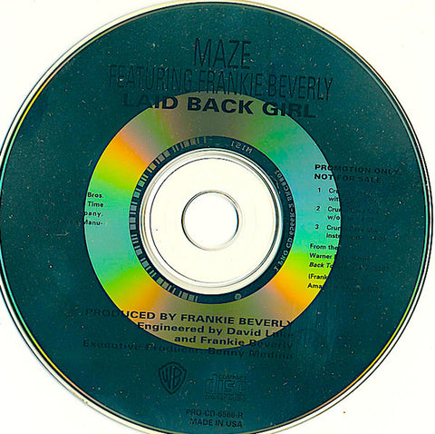 Maze Featuring Frankie Beverly: Laid Back Girl Promo w/ Back Artwork