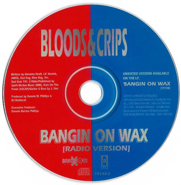 Bloods & Crips: Bangin On Wax Promo w/ Writing On Back Of Artwork