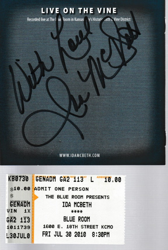 Ida McBeth: Live On The Vine Autographed w/ Ticket Stub