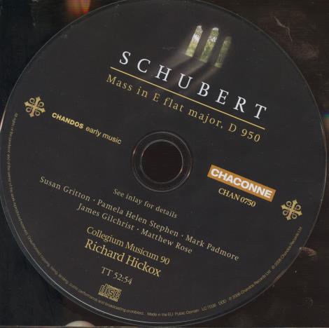 Schubert: Mass In E Flat Major w/ Back Artwork