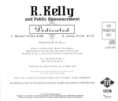 R. Kelly & Public Announcement: Dedicated Promo w/ Back Artwork