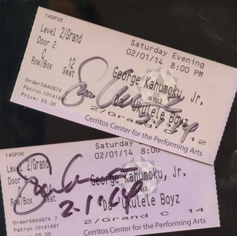 George Kahumoku, Jr.: 2x Signed Ticket Stubs